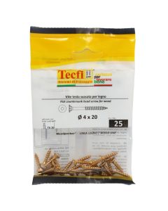 Flat CSK head torx recess chipboard screw,yellow zp, Ø4x20mm, Bag 25