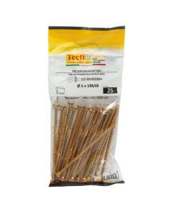Flat CSK head torx recess chipboard screw,yellow zp, Ø5x100/60mm, Bag 25