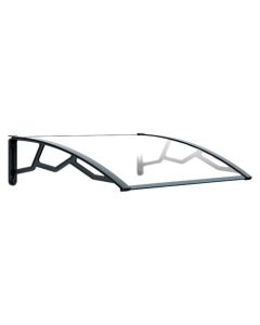 Canopy for entrance doors polycarbonate, trasparent, anti-UV, dark grey arms, L100 x W80 cm