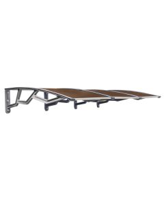 Canopy for entrance doors polycarbonate, Satin fume, anti-UV, dark grey arms, L180 x W120 cm