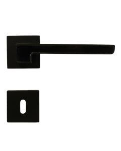 Door handles with square rosettes, for simple locks