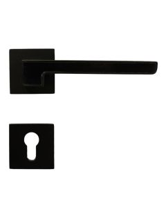 Door handle with square roses, for cylinder
