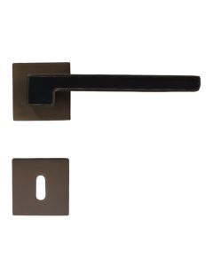Door handles with square rosettes, for simple locks