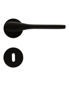 Door handles with circular rosettes, for simple locks