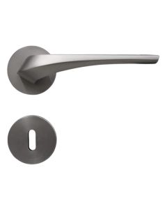 Door handles with circular rosettes, for simple locks