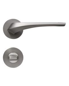 Door handle with circular rosettes, for toilet