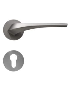 Door handle with circular rose, for cylinder