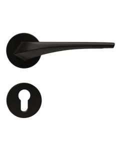 Door handle with circular rose, for cylinder