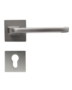 Door handle with square roses, for cylinder