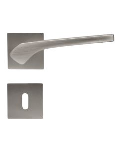 Door handles with square rosettes, for simple locks