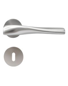 Door handles with circular rosettes, for simple locks
