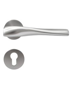 Door handle with circular rose, for cylinder