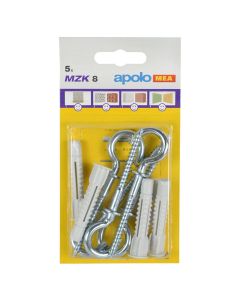 Upa plastike MZK 8x60 Apolo dhe vida heksagonale 5x86, 5 copë/ pako