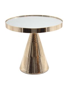Tray, metal frame, mirror top, golden, Ø25 xH23 cm
