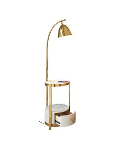 Ndriçues dyshemeje + tavoline, E27, 30x60x165 cm, hekur/mermer, gold