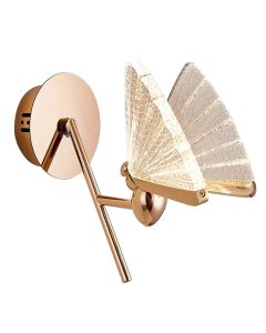 Butterfly Wall Led light, 5W, 3000K, 18 cm, gold