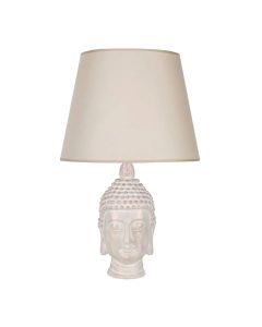 Table light Buda, E27, metal/textil, H38 cm, white