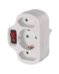 Adaptor me nje prize shuko dhe 2 bivalente, me celes, 16 A, 250 V