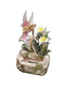 Polyresin fountain"Pixie" W/one LED with water pump 10m cable. Product size:40x32x66cm
