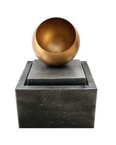 Metal fountain W/one warm white LED with water pump 10m cable. Product size:29x29x40cm