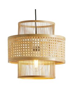 Pendant light, E27, straw material, 36x35cm