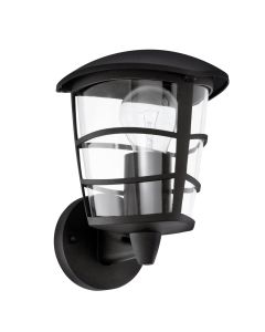 Outdoor wall light, E27, H.22.5cm, metal, black
