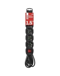 Zgjatues elektrik, 5 module, 1.5m, 3x1.5mm, e zeze, me celes, 16A