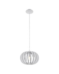 Hanging lamp, E27, D.30cm, metal/wood, white