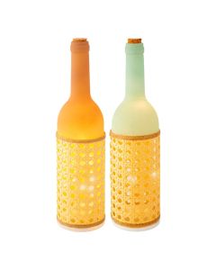 Bottle-shaped decorator with LED lighting, D.7.3cm, H.28cm, glass