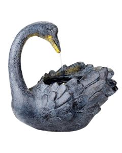 Swan-shaped fountain, with solar panel, polyresin, gray color, 28x42x41cm, 4LED