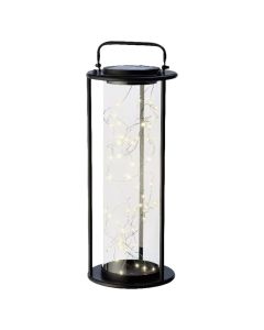 Solar panel light, microLED, warm white, 20x49cm, metal/glass, black