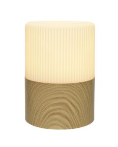 Solar panel table lamp, D.15cm, H.21cm, white plastic/wood, warm white