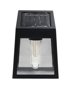 Solar panel wall light, 9.5x6.5x13cm, plastic, black, AA, 1.2V, 600mAh