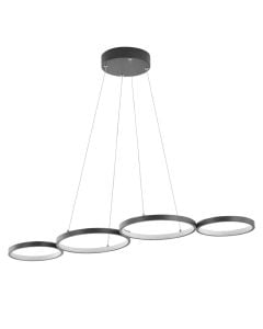 LED Pendant Light, 60W, 6050lm, 3000-6400K, black, 88x33cm, with remote control