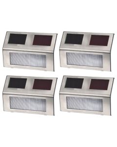 4-piece LED garden light set, solar-powered, stainless steel