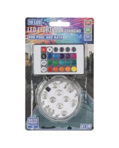 Ndricues per pishine, 10LED, RGB, 3xAAA, me telekomande, thellesi 2m