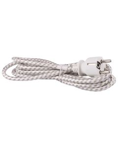 Spine me kordon 5 m, 3x2.5 mm, me veshje tekstil, e bardhe/gri