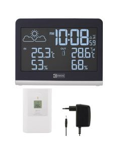 Termometer ambienti+ore digitale LED me 1 sensore temperature wireless,  ekran LED 7x12.2cm, -20 °C/+60 °C, 4.5 V DC/300 mA / 1x 3V CR2032, 10×6.5×3.5 cm, d= 30m