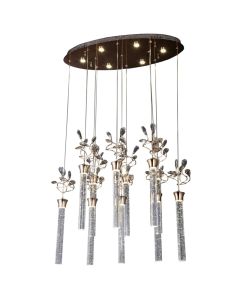 Ndriçues I varur LED Lambario, 84W, 4200 lm, 4000 K, D70xH110 cm, metal/kristal, ngjyrë ari/metali, IP20