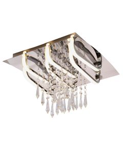 Ndriçues pllafon, SMD LED, 26W,1820Lm, 3000K, metal/alumin/akrelik, i kromuar, 35x35xH25 cm