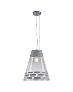 Ndriçues I varur 'Windsor' 60 W, 1xE27, Ø37xH150 cm, metal/xham, IP20, ngjyrë nikel mat / argjendi