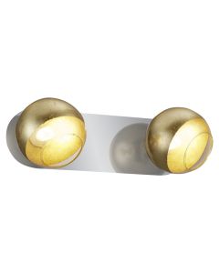Ndricues muri Spot 'Ontario' 2xG9, 3.5 W LED, 2x320 lm, 30x10x14 cm, metal/xham,  ngjyrë kromi/ari, IP20
