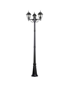 Ndriçues i jashtëm shtyllë me 3 degë, 3x60 W, E27, H220 cm, metal/xham, IP44, ngjyrë të zezë