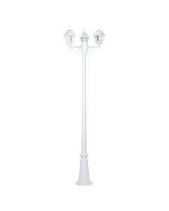 Ndriçues i jashtëm shtyllë me 3 degë, 3x60 W, E27, H220 cm, metal/xham, IP44, ngjyrë të bardhë