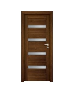 Derë e brëndshme, me xham, hapje majtas, 80x204cm, gjerësi kase 14-16cm, ngjyrë Arre, ORS2, B597