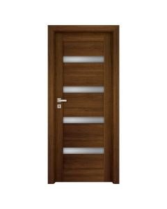 Derë e brëndshme, me xham, hapje djathtas, 80x204cm, gjerësi kase 14-16cm, ngjyrë Arre, ORS2, B597