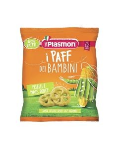 Soft puffs, with sweet peas and corn, Plasmon, 15 gr