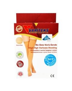 Thigh-high varicose stocking, with open toe