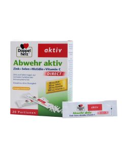 Nutritional supplement to strengthen immunity, containing vitamin C, zinc, selenium and histidine, Doppel Herz Active Direct