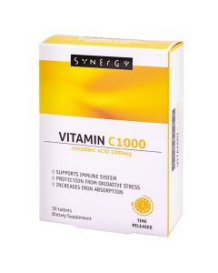 Nutritional supplement with ascorbic acid (vitamin C), Synergy Vitamin C 1000 mg, 60 tablets